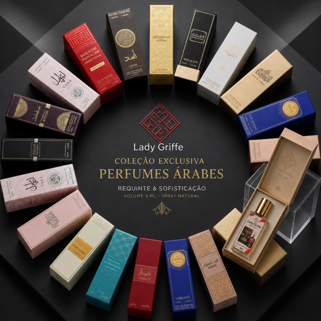 Caixa com 12 unidades de perfumes árabes Lady Griffe 15ml